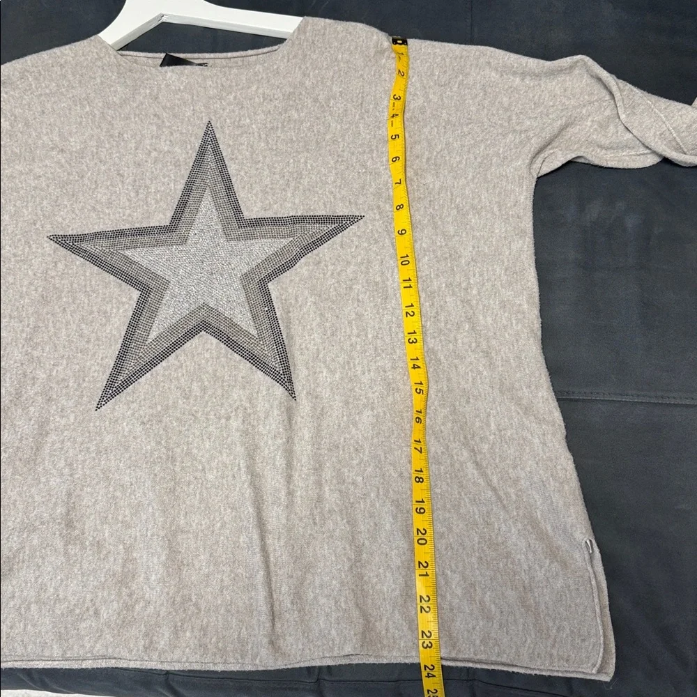 Star Embellished Beige Sweater